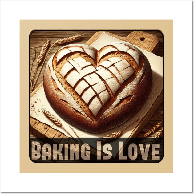 Baking Is Love, heart-shaped bread Wall Art by Markaneu